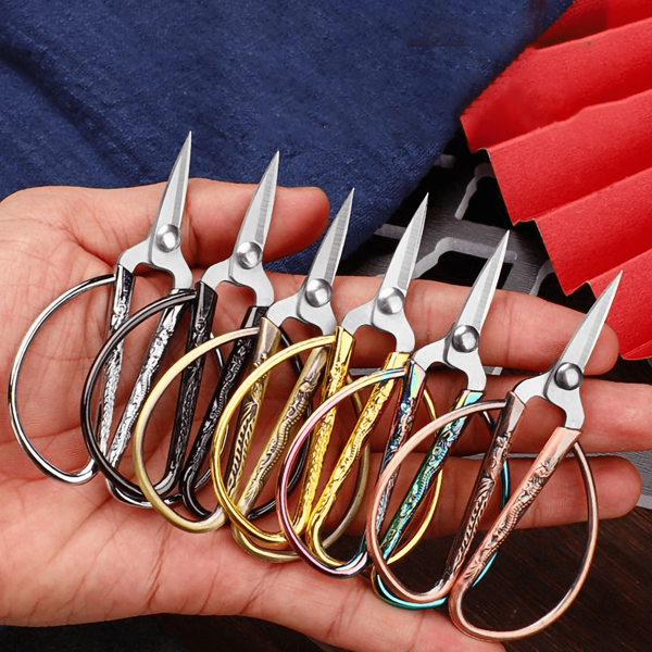 1pc Retro Stainless Steel Sewing Scissors, Durable High-Carbon Steel Fabric Cutting Shears, Household Scissors For Home/School Use