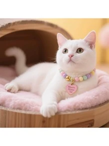 2pcs Cat Beaded Necklace Cute Highly Attractive Rhinestone-Studded Dog&Cat Collar Decorative Item For Photo-Shooting Necklace Resistant To Cat Bites&Licks(Katzen Halsband,Halsband Katze)