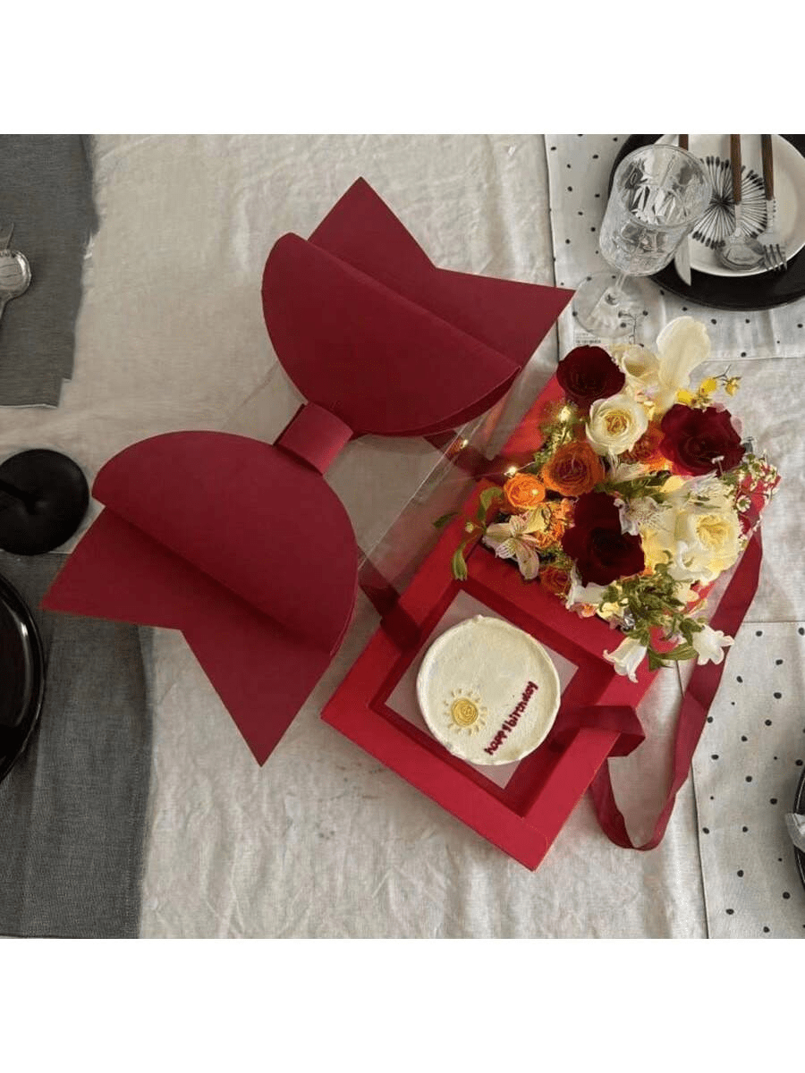 DIY handgemachte Geschenkbox & Blumenstrauß, tragbare klare PVC Blumenbox (Selbstmontage erforderlich) - perfekt für Muttertags-, Valentinstags-Geschenke, Partydekoration und Wohnheimzimmer-Geschenke für Frauen