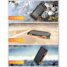 Power-Bank-Solar-Charger - 10000mAh Portable Charger,Solar Power Bank,External Battery Pack 5V3.1A Qc 3.0 Fast Charger Built-In Super Bright Flashlight (Orange) - trái cam - Xem 6