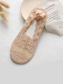 1 à 5 paires de chaussettes basses décontractées pour femmes, chaussettes invisibles en dentelle fleurie avec silicone antidérapant, chaussettes bateau invisibles respirantes et en dentelle pour un usage quotidien