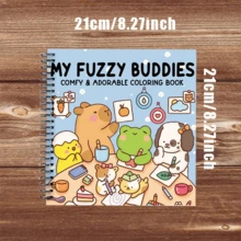 我的毛茸茸的朋友，螺旋装订彩色书：24 页（100gsm 纸），以日常生活中的泰迪熊和狐狸为插图，是送给家人和朋友的理想放松礼物，适合生日、派对、节日和休闲活动 | 独特的插图 | 大胆的色彩设计，成人彩色书，返校，学校用品 - 21CMX21CM - 查看 3