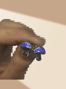 925 Sterling Silver Low Allergy Hypoallergenic Personalized Earrings With Exquisite Small Blue Mushroom Design And Faux Pearl