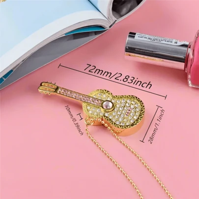 BIYETIMI 128GB Unidad de memoria USB, 64GB Unidad de memoria USB, Unidad de memoria USB 2.0 con diamante de colores, Memoria USB en forma de guitarra dorada de 8GB, Regalo