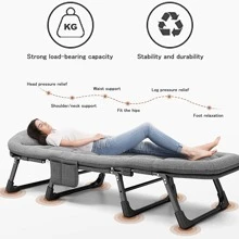[6-Speed Adjustable Sleeping Bed] 6-Speed Adjustable Sleeping Bed, Folding Camping Bed, Portable Folding Bed, Comfortable Mattress And Pillow, Breathable Fabric, Thick Steel Frame, Free Blanket And Eye Mask, Nap Nap Bed, Single Companion Bed, Suitable For Outdoor Office Home Use.