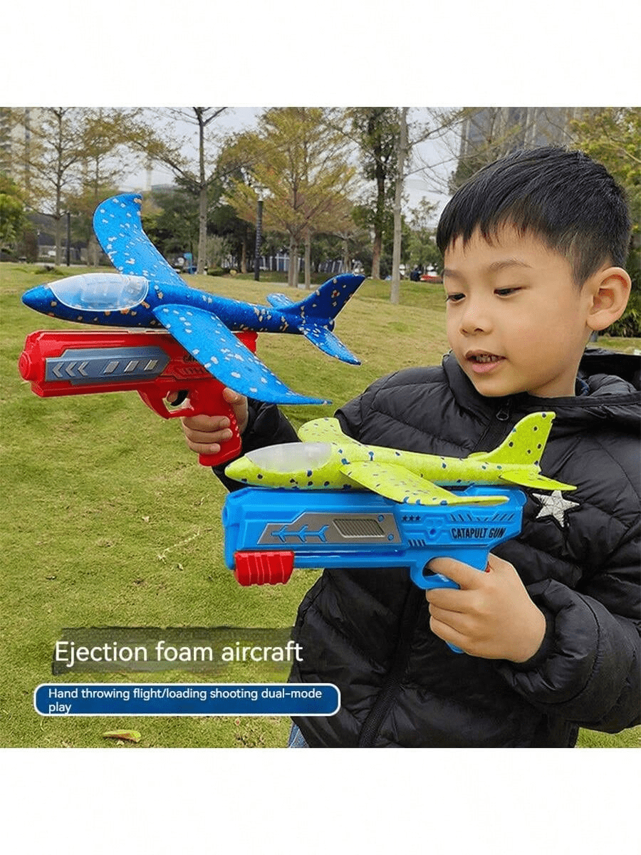 1 peça de brinquedo de avião para crianças: avião de catapulta, brinquedo ao ar livre para crianças: brinquedo interativo, arma de avião, distância de voo ultralonga: presente de aniversário, presente de Páscoa, presente de Natal, presente de Halloween, presente perfeito, brinquedo: brinquedo infantil: cor aleatória do avião: a cor do gatilho pode variar