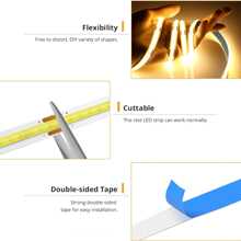 Tira de luz LED COB con sensor de gesto, control por exploración manual, RA90, USB 5V, cinta flexible, tira lineal de alta densidad, dimmer, DIY, luz trasera para TV, espejo y decoración
