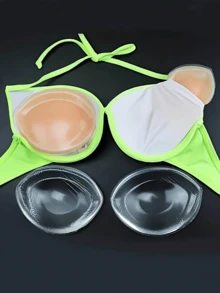 1 Pair Of Silicone Invisible Push-Up Bra Enhancers - High Quality, Transparent, Soft & Comfortable Breast Accessories For Natural Look Enhancement In Non-Textile Material With Solid Color And Easy Cleanability, For Bikinis, Dresses & Halter Outfits - Multicolor - View 3