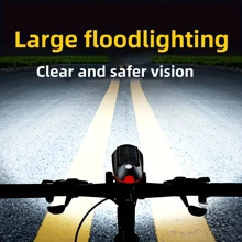 Luz delantera de bicicleta solar con bocina, resistente al agua IPX4, iluminación para montar en bicicleta de montaña por la noche, recargable por USB