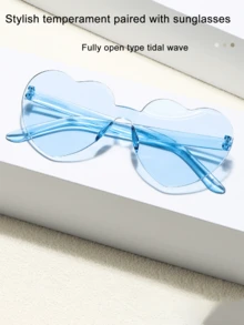 45pcs, 20pcs, 10pcs Frameless Fashion Sunglasses - 5pcs Random Multi-Color Heart-Shape Sunglasses, Funny Outdoor Sunglasses For Party, Heart-Shaped Sunglasses, Candy Color Frameless Photo Props, Essential Party Favors For Men & Women - Multicolor - View 5