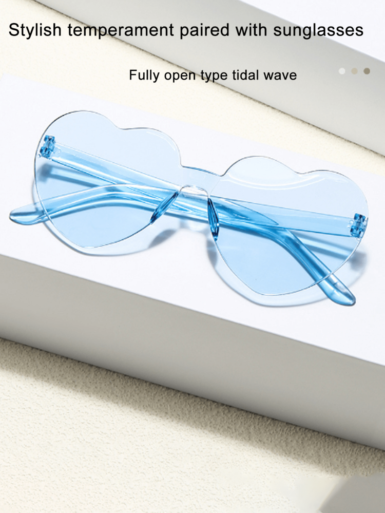 45pcs, 20pcs, 10pcs Frameless Fashion Sunglasses - 5pcs Random Multi-Color Heart-Shape Sunglasses, Funny Outdoor Sunglasses For Party, Heart-Shaped Sunglasses, Candy Color Frameless Photo Props, Essential Party Favors For Men & Women - Multicolor - View 4