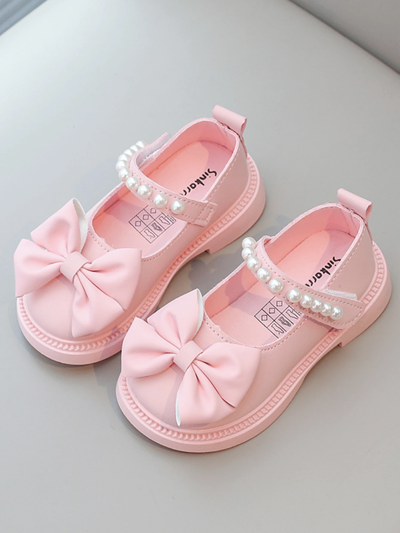 Girls' Waterproof Lightweight Flat Loafers, Princess British Style Penny Shoes, New Thick Sole Girls Casual Leather Loafers, Anti-Slip British Style Color Children Platform Shoes, Princess Glossy Flat Oxfords For Girls, All Seasons - Baby Pink - View 1