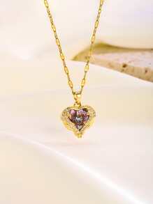 Fashionable Stainless Steel Ocean Heart Women's Necklace, Elegant Design Love Pendant 18k Gold Collar Chain, Suitable For Women's Daily Wear, Banquet, Holiday Gifts