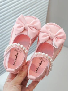 Girls' Waterproof Lightweight Flat Loafers, Princess British Style Penny Shoes, New Thick Sole Girls Casual Leather Loafers, Anti-Slip British Style Color Children Platform Shoes, Princess Glossy Flat Oxfords For Girls, All Seasons - Baby Pink - View 4