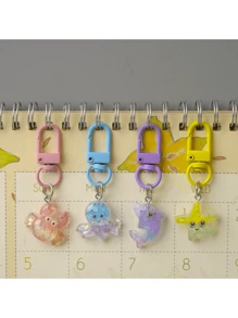 Decoración colgante con animales marinos de colores hechos a mano con lentejuelas multiusos, decoración con lentejuelas coloridas para bolsos