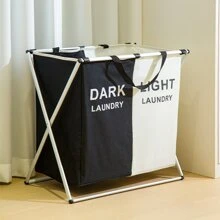 Multi-Compartment Laundry Basket, Clothes Storage Organizer, Collapsible 3-Sections Laundry Hamper With Aluminum Frame, Suitable For Bathroom, Bedroom, Garage