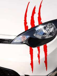 2PCS Red Car Headlight Claw Stickers, Universal Scratchy Engine Hood Lamp Eyebrow Decals - Red - View 4