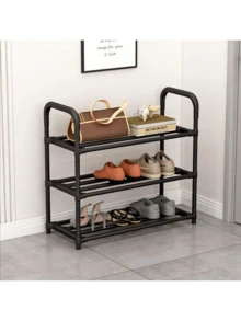 1 件多层简易鞋架，多功能鞋子收纳整理器，节省空间，金属厚铁管和塑料延伸架，适用于门厅、衣柜、走廊、卧室、车库 - 黑色 - 查看 3