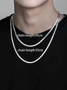 1 Stück Titanstahl Quadrat Schlangenknochen Kette Halskette für Herren, Hip-Hop Street-Style Einzelkette Halskette für Anhänger Dekoration