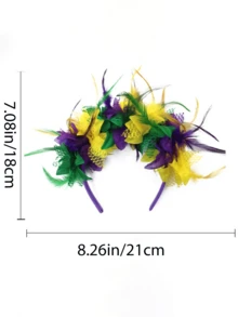 1件装人造花羽毛头饰，适用于万圣节派对、婚礼、表演等场合，复古风格 - 彩色 - 查看 12