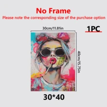 1pc, Colorful Candy Girl Glasses Canvas Art - Modern Abstract Wall Art - Indoor/Outdoor Home Decor - Cafe, Office, School Supplies - Art Supplies, Wall Art With Frame, Wall Arts, Posters, Canvas Material (Optional Frame) , For Living Room, Bedroom, Office, Etc - Holiday, Mural, Poster, Perfect For Birthday Gift, Graduation Gift - Multicolor - View 12