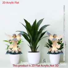 1pc 2D Acrylic Multi-Functional Decoration, Angel & Flower Plaque, Memorial Gifts Commemoration, Suitable For Cemetery Art Decoration, Outdoor Garden Yard Home Decor, Indoor Potted Plants Decor, Lawn Grass Ground Stake, No Electricity Needed - Multicolor - View 5