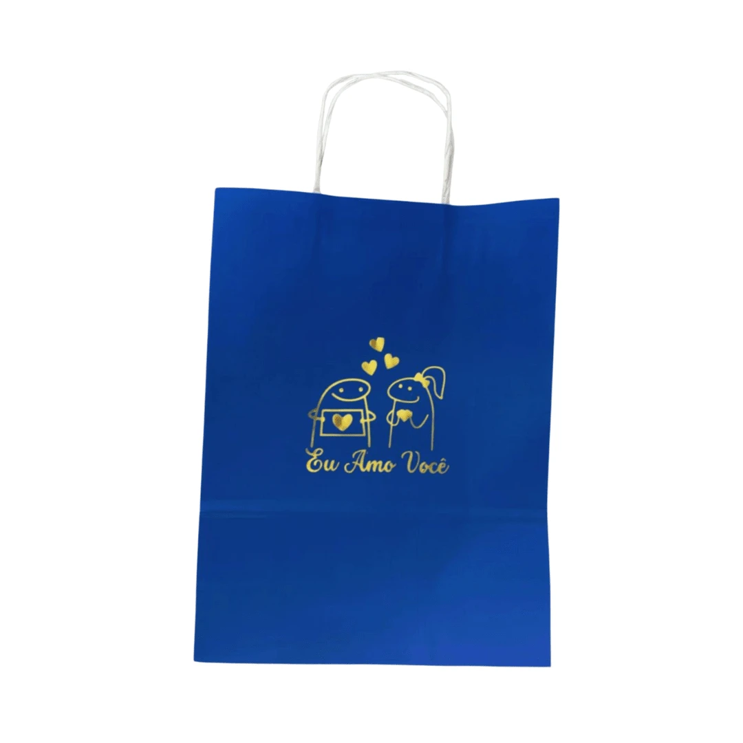 Sacola Personalizada dia dos Namorados Alça Papel/Alça Cordão Tamanho M Pacote com 10 Und / 01 Und