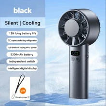 1pc + TYPE-C USB + 5200mAh + 5V/1A + Digital Display + Portable + Desktop, Upright, Handheld Cooling Fan + 100 Speed Levels High-Velocity Wind + Outdoor Summer Cooling For Men & Women Hiking Traveling Mini Handheld Fan + Holiday Essential
