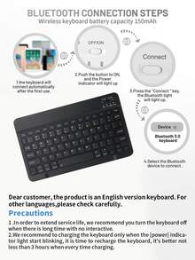 Wireless Bluetooth Keyboard Case With Pencil Holder Slot For Samsung Galaxy Tab, IPad, Redmi Pad SE - Ultra-Thin Lightweight Folio Stand Protective Cover (Black)