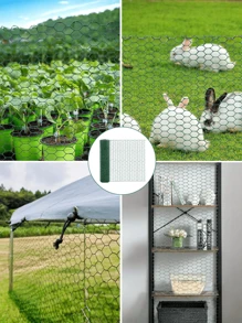 2 Rolls Green Hexagon Woven Wire Mesh, Vegetable Garden Flower Pot Green Plant Animals Isolation Fence, Lightweight Woven Hexagonal Iron Wire Fence, Indoor Outdoor Portable Mobile Isolation Net, Flower Wall Decor Photo Decor Plant Climbing Net