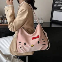 Sanrio 1 pièce Sac fourre-tout Sanrio hello kitty, sac à épaule pour femmes, sac de courses, sac de transport, sac décontracté de haute qualité pour les courses, les voyages, les sorties printanières, les cadeaux
