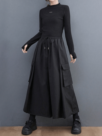 Plusstorlekar Dammode Löst Byxor med Vida Ben