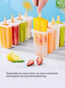 50 piezas de palitos de madera viejos para paletas, moldes de palitos de helado, barras de helado casero de madera, palitos de madera de colores para manualidades de niños, suministros de manualidades para actividades entre padres e hijos