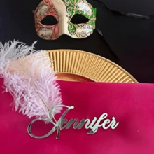 1/3/5 piezas Tarjetas de lugar de boda de lujo, etiqueta de espejo dorado, nombre cortado con láser, material acrílico, decoración de boda, ajuste de mesa, etiquetas de evento personalizadas, tarjetas de lugar de nombre acrílico personalizadas - Oro, Plata, Oro Rosa | Tarjetas de mesa cortadas con láser personalizadas adecuadas para bodas, fiestas de cumpleaños y diversos eventos - Multicolor - Ver 9