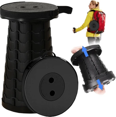 Upgraded Thickened Foldable Stool, Portable Retractable Stool For Fishing, Hiking, BBQ, Parties, And Outdoor Activities (Rainbow/Black)