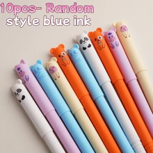 5/10 piezas de bolígrafos borrables con diseños de animales lindos, tamaño mediano, recargables, lavables, tinta azul/negra de 0.5 mm, de plástico, para útiles de oficina y escolares, regalos de maestros, estilo casual, útiles escolares, de vuelta a la escuela