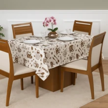 Oxford Tablecloth Rectangular Polyester Plain 4 To 12 Seats Living Room Kitchen Dining Luxury Modern Washable Premium Fabric - 咖啡棕 - 查看 2