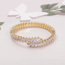 1pc Adjustable Luxurious Artificial Zirconia Eye-Shape Bangle