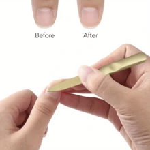 2 件不锈钢指甲锉 - 双面金色指甲锉，符合人体工程学的软握把，无味且可重复使用，男女通用美甲工具 - 家用沙龙级美甲套装（带盒）