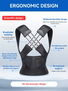 PRANASH Unisex Back Support Posture Corrector, Adjustable Full Back Brace For Humpback And Spinal Alignment, Invisible Under Clothes For Daily Comfort Gym Accessories