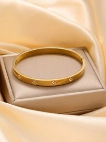 Conjunto de joyería de 3 piezas de pulsera de acero inoxidable chapado en oro de 18 quilates con trébol de cuatro hojas, adecuado para mujer, para uso diario, estilo europeo y americano, personalizado, generoso, con circonita cúbica de lujo, regalo para chicas, damas, familiares, amigos, para boda, cumpleaños, San Valentín, Día de la Madre