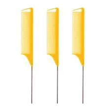 6pcsRandom Color Combination, 2025 New Rat Tail Comb | Carbon Fiber Heat-Resistant Design With Stainless Steel Pin Tail, Ideal For Teasing And Sectioning Hair