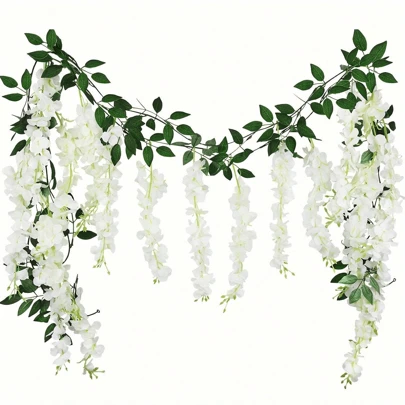 1pc, 180cm/5.9ft, Silk Wisteria Vine Garland, Artificial Wisteria Hanging Flower Vine, For Wedding Arch Decor, Room Decor, Home Decor, Party Garden Home Table Backdrop, Birthday Graduation Decor