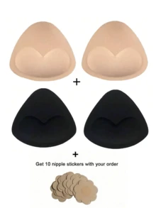 1 对可重复使用的硅胶胸垫 - 隐形聚拢垫，适用于泳装和内衣，柔软加厚增强垫，可自然提升胸部，非常适合比基尼、连衣裙和露背装 - 彩色 - 查看 13