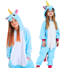 nerd hunters Children's Kigurumi Unicorn With Hood And Zipper Costume For Boy And Girl, Gift - Blue - View 2