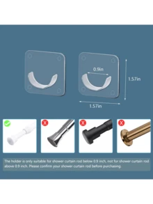 2 件粘性浴帘杆支架 - 窗帘杆支架无需钻孔，透明壁挂式张力支架，浴室卧室浴帘杆固定器（不含浴帘杆）