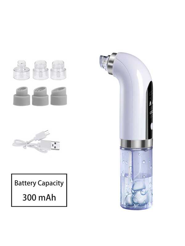 1pc Household Pore Cleansing Massager Blackhead Remover Tool, Rechargeable With 6 Heads, 300mAh Battery