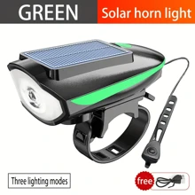 Luz delantera de bicicleta solar con bocina, resistente al agua IPX4, iluminación para montar en bicicleta de montaña por la noche, recargable por USB