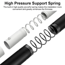 50-410cm Telescopic Clothes Hanging Rod No Drilling, Adjustable Shower Curtain Rod For Bathroom, Clothes Rack Support For Bedroom And Home, Bathroom Decoration For Summer - 黑色 - 查看 4
