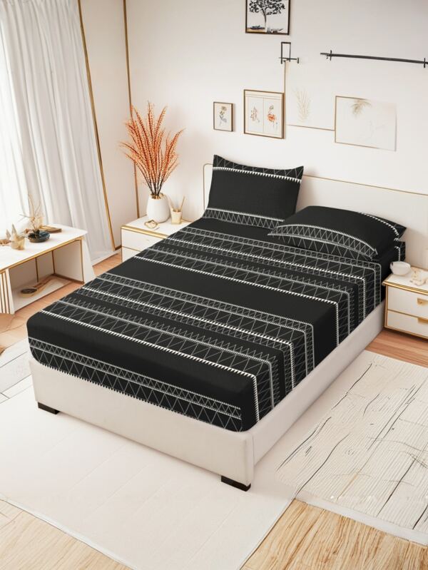 3pcs 100% Polyester Printed Brushed Single Layer Bedsheet Set (1 Bedsheet + 2 Pillowcases)
